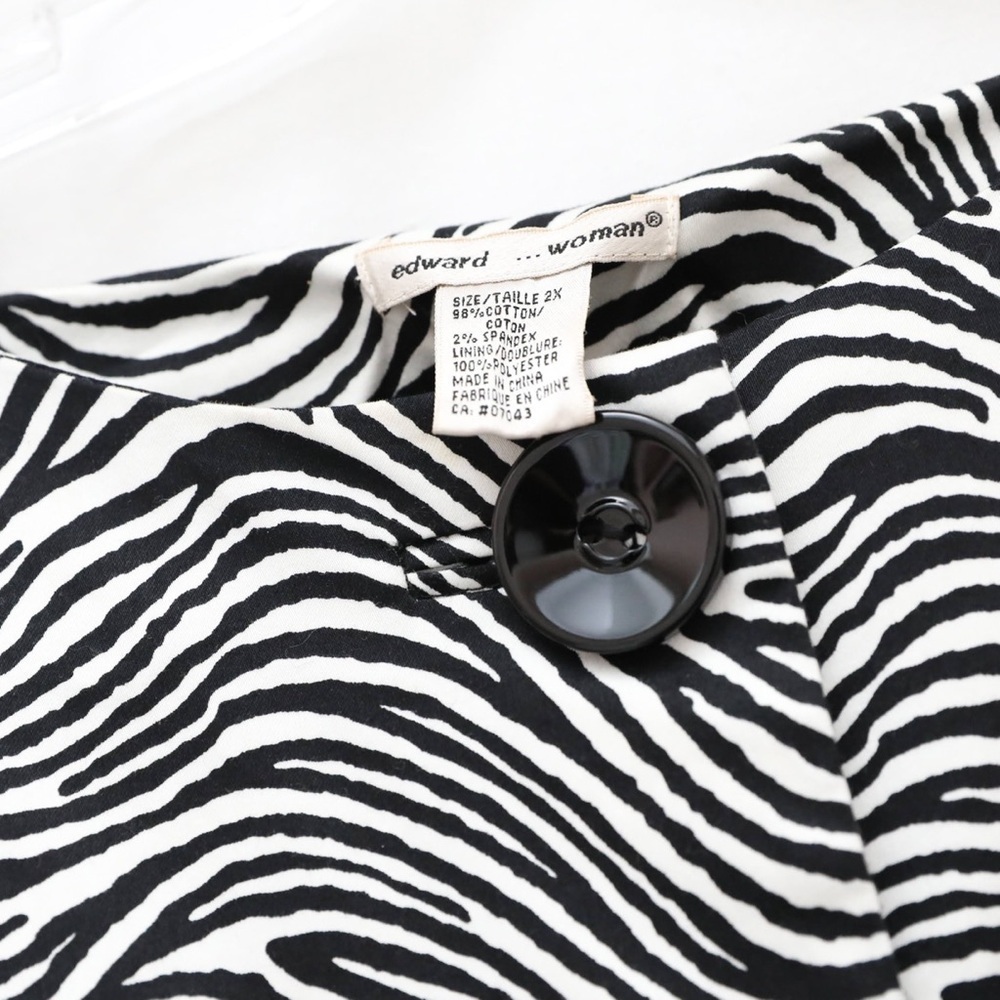 Edward Woman jacket zebra animal print black white plus size 2X cotton trendy - Picture 2 of 6